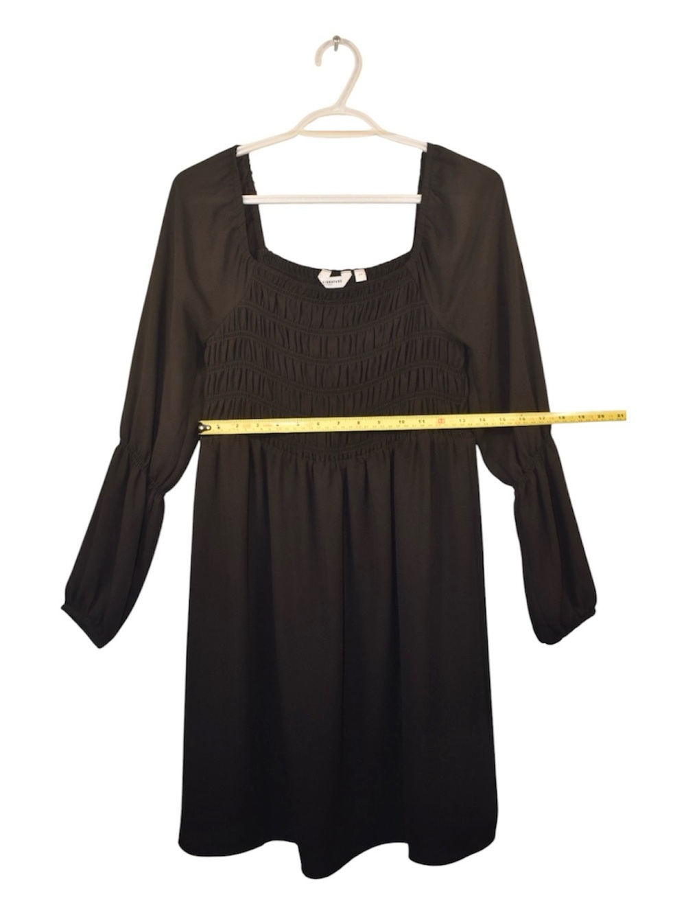 Reitmans Black Smocked Square Neck Long Sleeve Dress - Picture 2 of 6